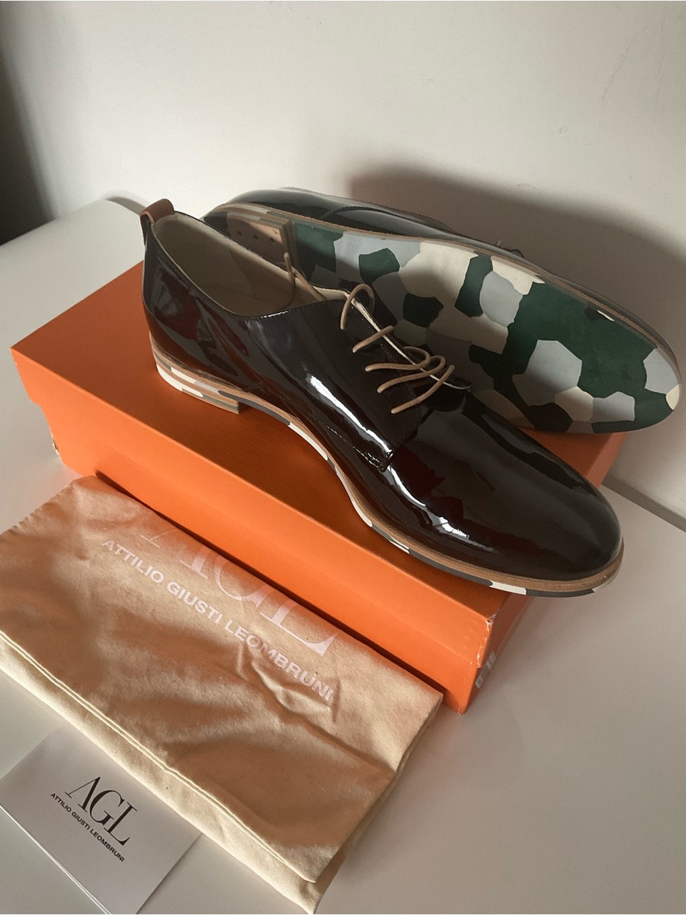 Attilio Giusti Leombruni Patent Leather Black Oxfords Size 40
